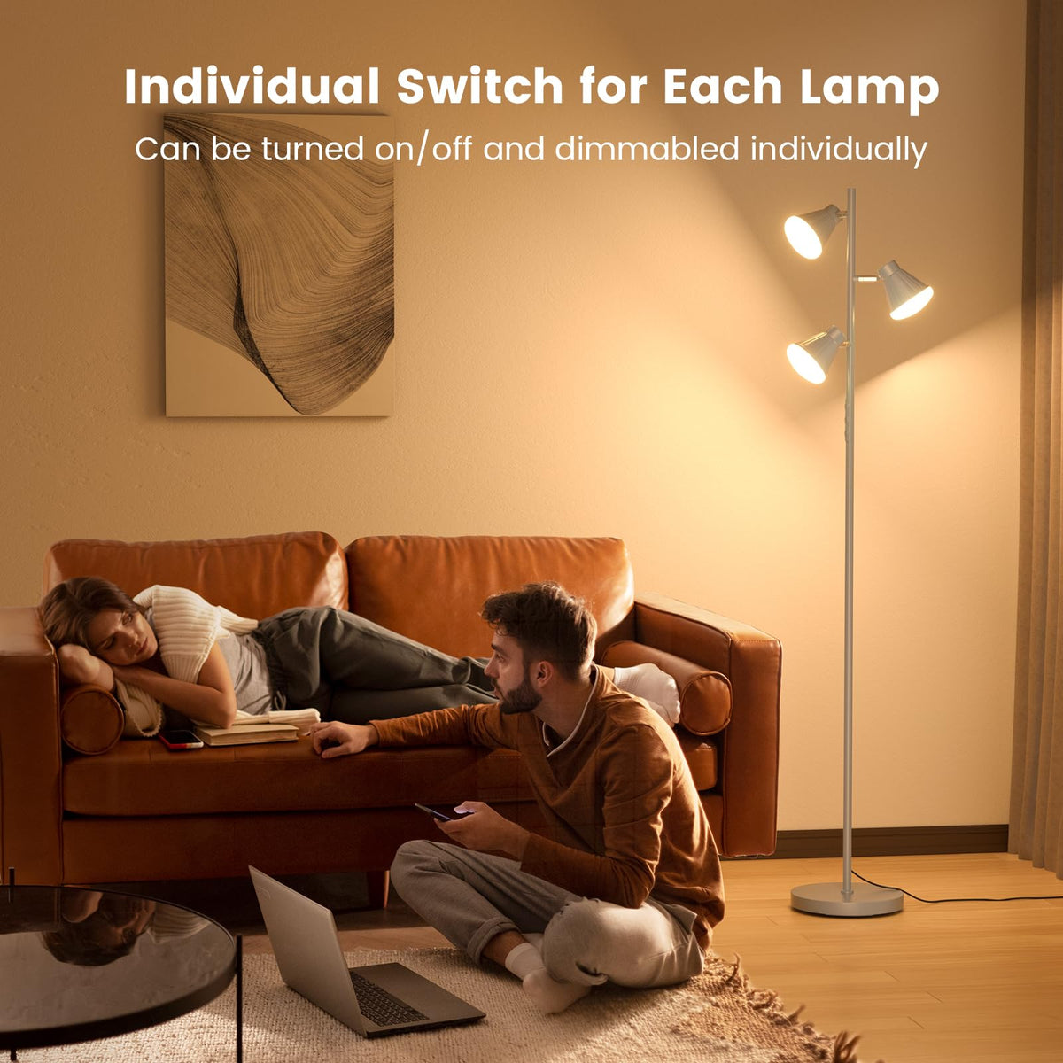 36W LED Tree Floor Lamp with Remote Bedroom