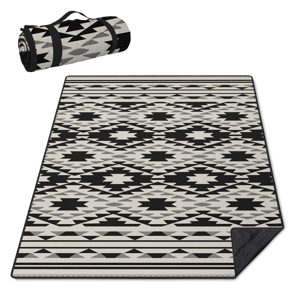 Boho Picnic Blankets Waterproof Foldable, 80′′X80′′ Tribal Large Picnic Mat Outdoor Blanket for Grass, Thick Beach