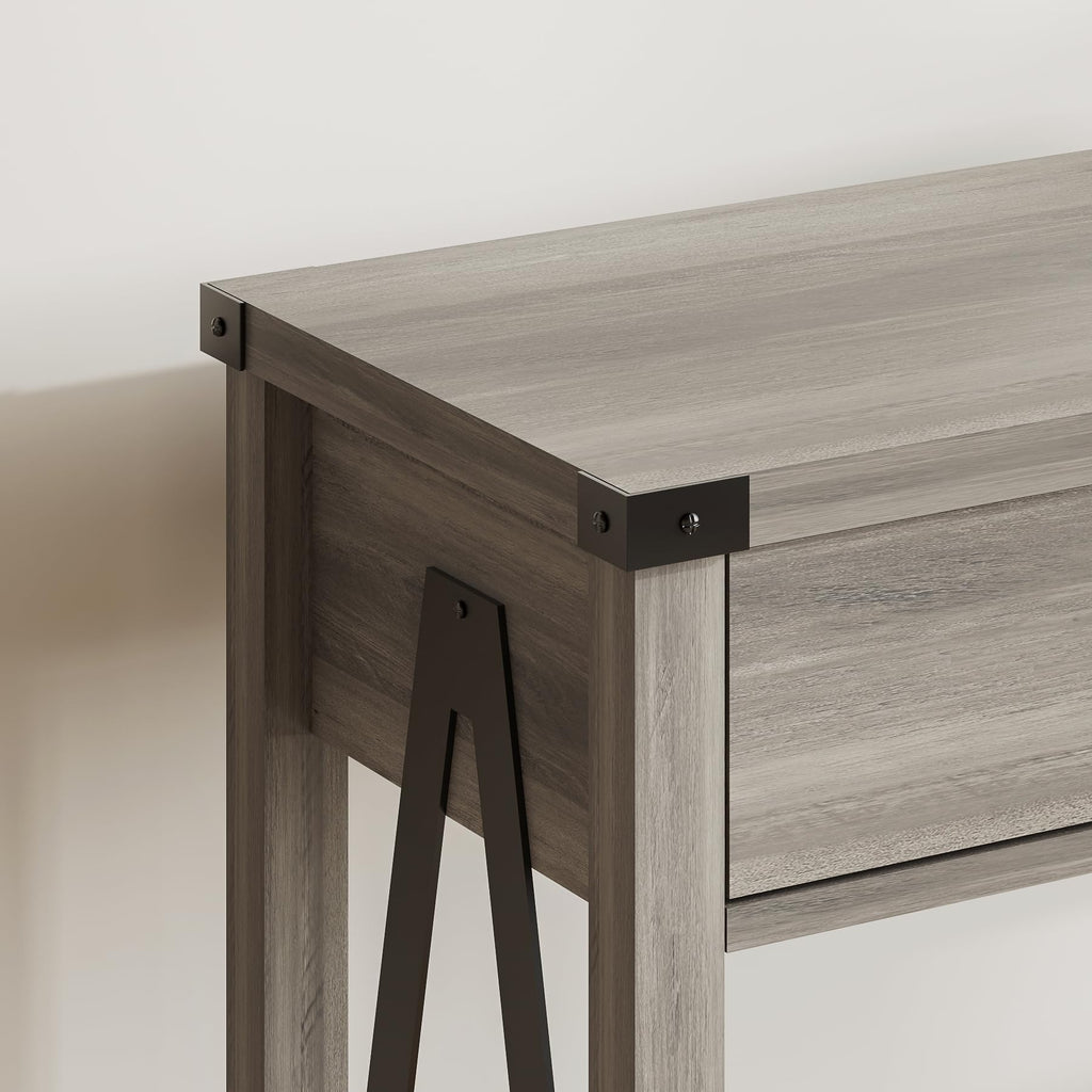 47 Inch Farmhouse Console Table with Drawer and Storage Shelf