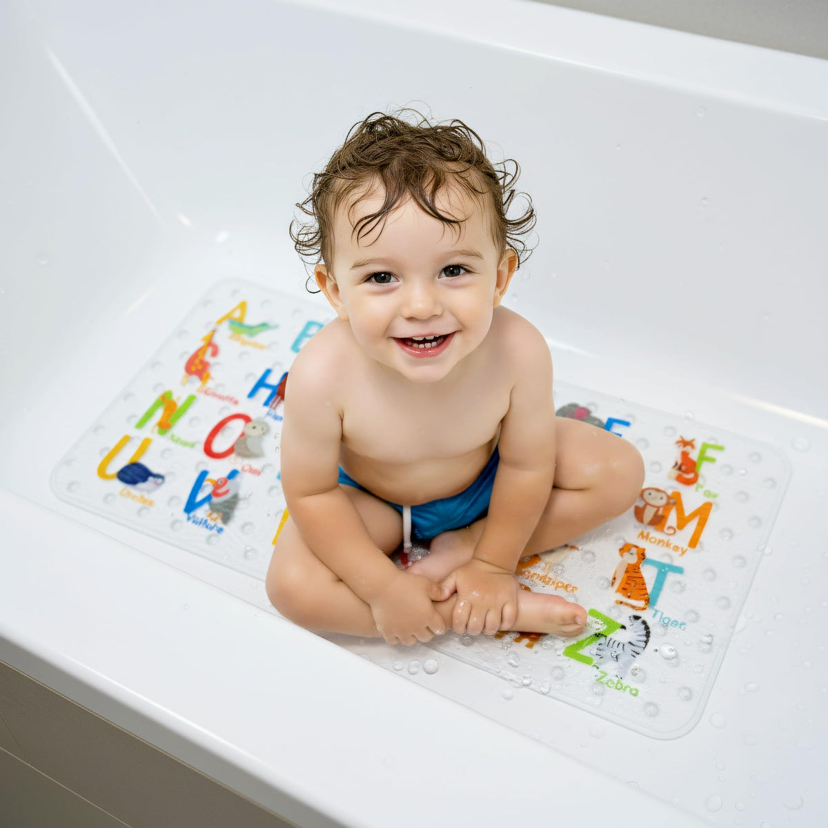 Kids Bath Mat for Tub, Non-Slip Toddler Bathtub Mat (Alphabet)