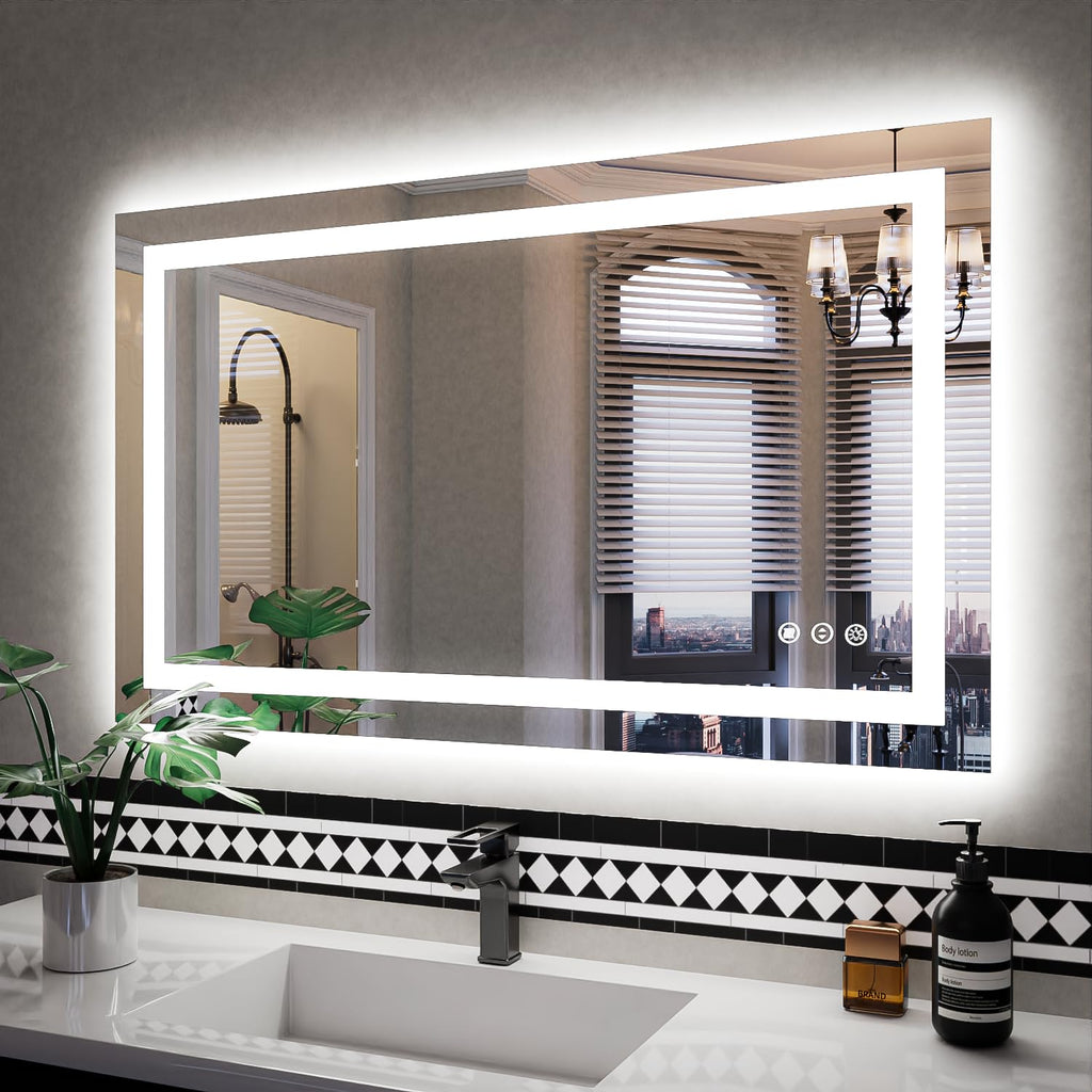 40x24 LED Bathroom Mirror, Wall Mounted Vanity Mirror, Dimmable