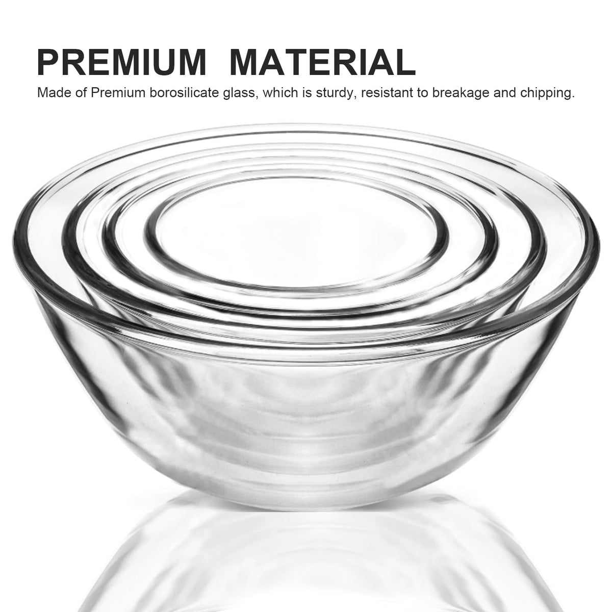 4 Packs Glass Mixing Bowls with Lids Set, 0.8/1.7/2.9/4.8 Qt