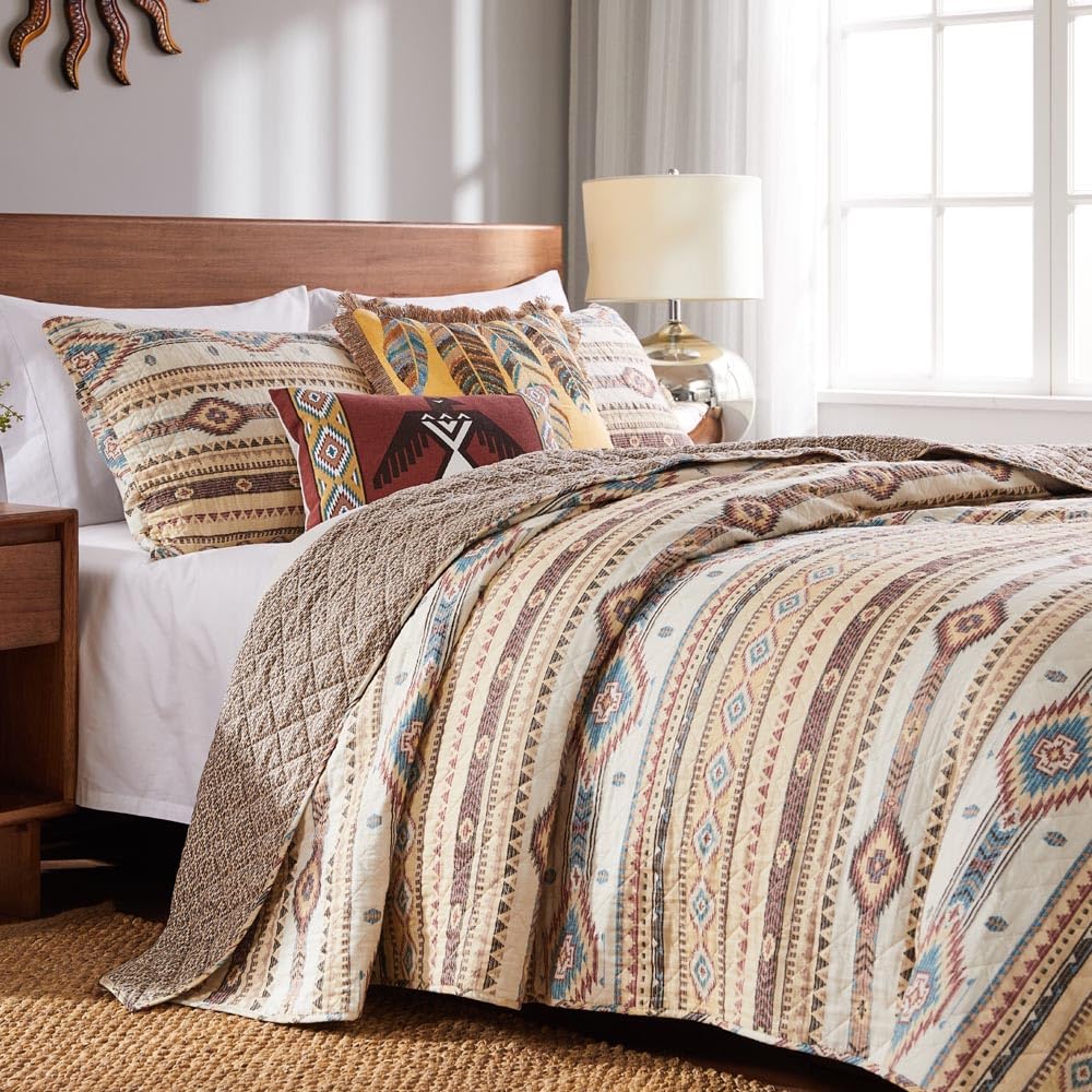 Barefoot Bungalow Phoenix Western Spirit Quilt Set, 3-Piece, Tan
