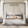 Wooden Canopy Bed Frame Gray Vintage Rustic