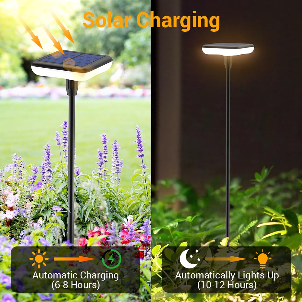 Solar Lights Outdoor Garden 4 Pack Solar Pathway Light 31" Tall Solar Landscape Lights 34LM Bright Up to 12H IP65