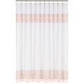 Boho Bohemian Bathroom Fabric Bath Shower Curtain - Blush Pink and White Farmhouse Shabby Chic Designer Modern