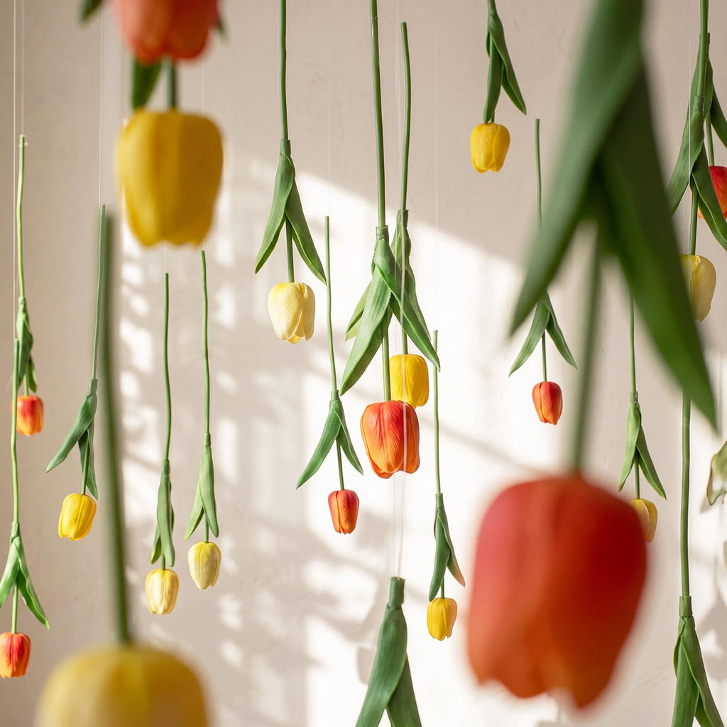 12 Pack 5 ft Artificial Tulips Hanging Flower Garland, Yellow