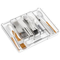 Clear Expandable Silverware Drawer Organizer,9.4-15.6In Adjustable Silverware Tray for Drawer,Acrylic Kitchen Utensil