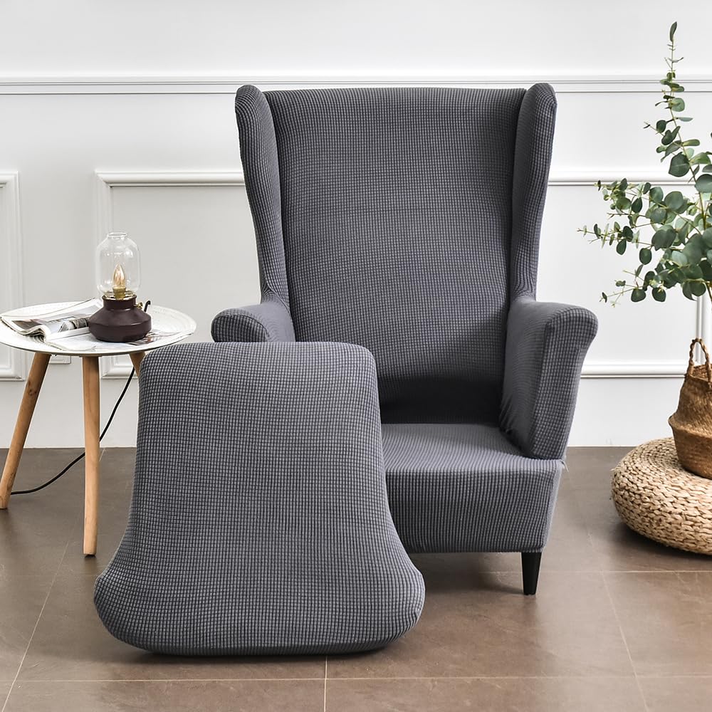 Wingback Chair Slipcover, Wingback Chair Covers 2 Piece Washable Stretch Wingback Chair Cover, Wing Back Chair Covers