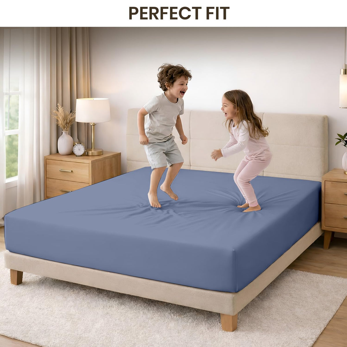100% Egyptian Cotton 600 TC King Size Fitted Sheet Only Soft, Smooth Sateen Weave 15" inch Deep Pocket Fitted Bed