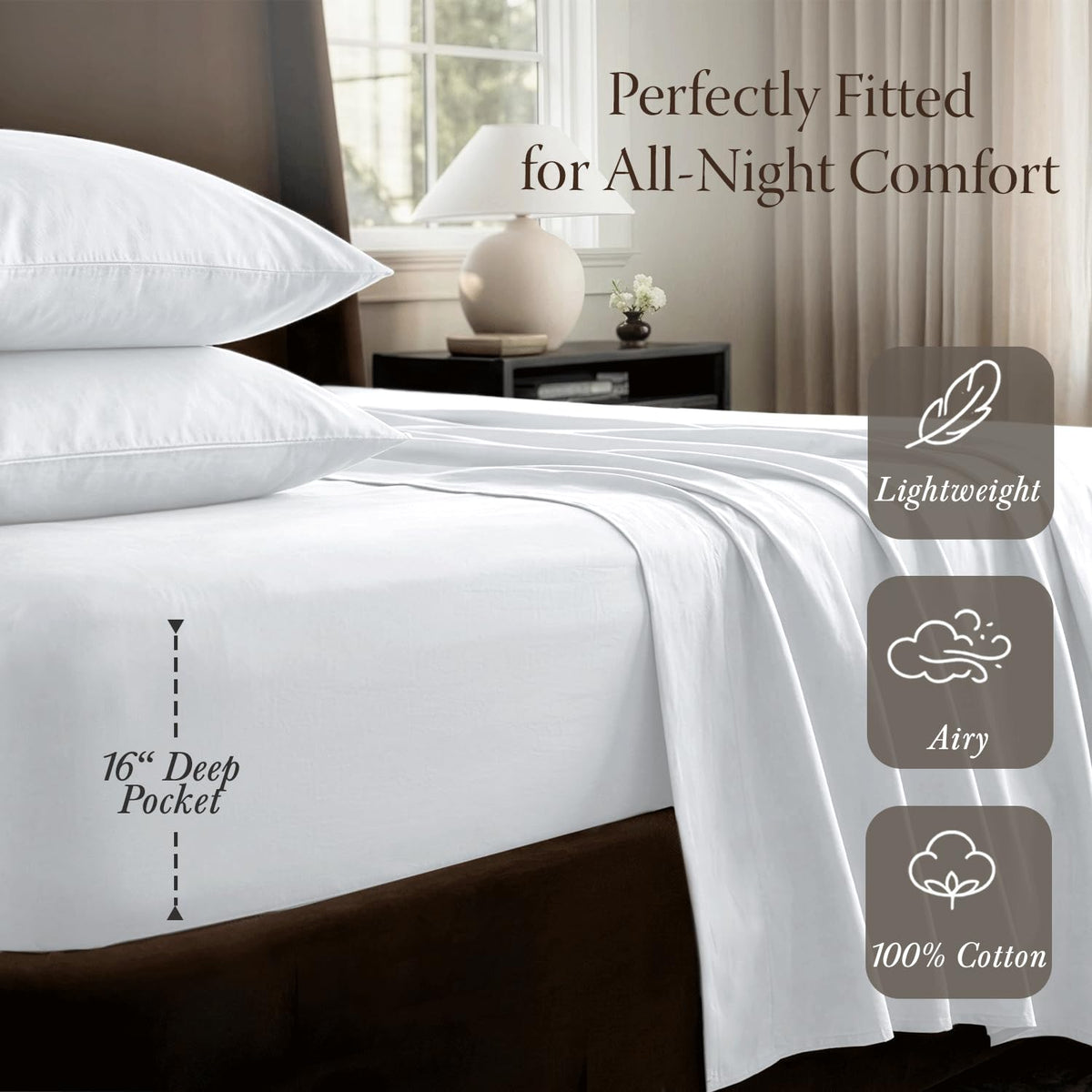 400 Thread Count Egyptian Cotton Sheet Set, Sateen, White