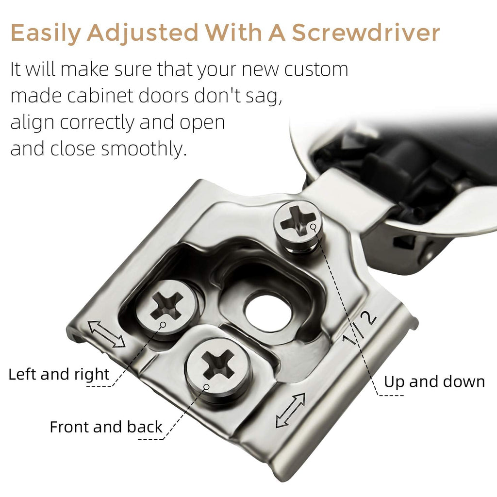 1/2 Inch Overlay Soft Close Hinge Kitchen Cabinet Hinges 20 Pack