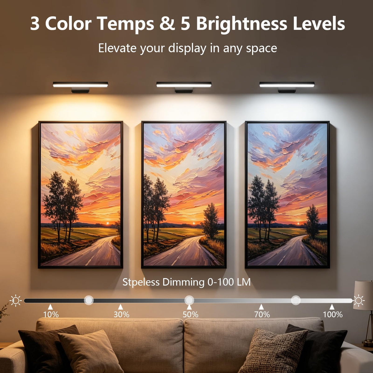 2 Pack Picture Lights for Wall, 6000mAh Battery Operated Wall Sconce with Remote, LED Lights for Pictures on Wall
