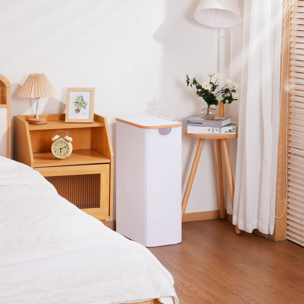 Slim Laundry Basket with Lid, Narrow Dirty Clothes Hampers for Laundry with Handle, Skinny Laundry Bin for Laundry