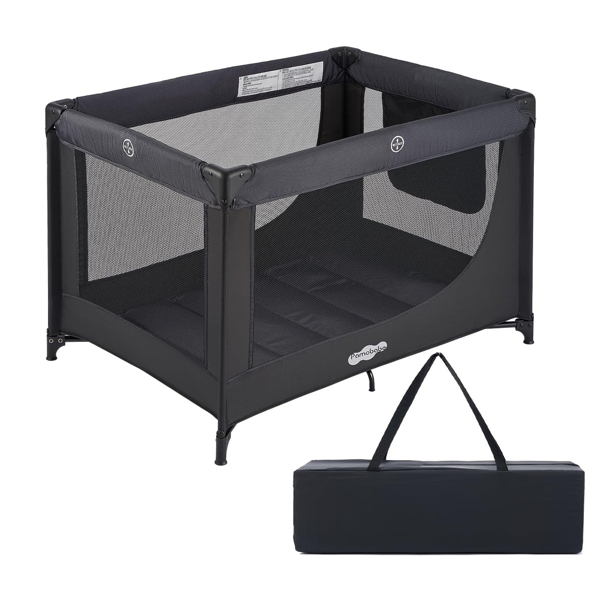 Play Yard Portable Baby Crib Foldable Playard Leightweight Travel Playpen for Tooddlers and Infant Black