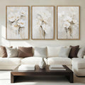 Extra Large Beige Floral Framed Wall Art 24x36 Inch Neutral White Flower Canvas Wall Art Farmhouse Wildflower