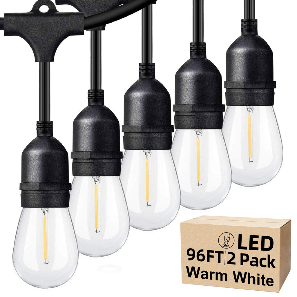 Outdoor String Lights 96FT(48×2), Commercial Grade Heavy Duty Patio Lights