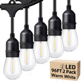 Outdoor String Lights 96FT(48×2), Commercial Grade Heavy Duty Patio Lights