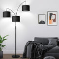 Dimmable Floor Lamp - 3 Lights Arc Floor Lamps, 1000LM Modern Tall Standing Lamp With Black Shades & Heavy Base, Mid