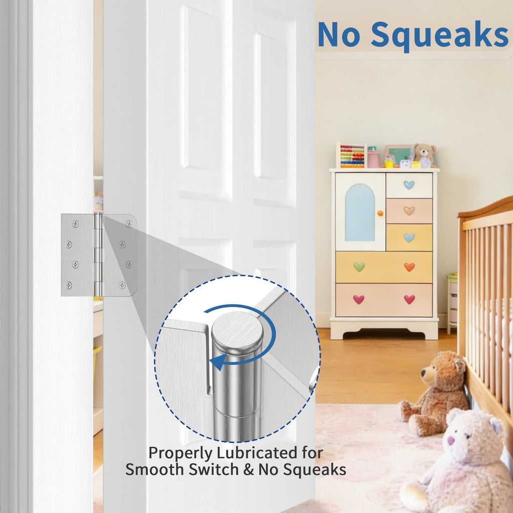 6 Pack Brushed Nickel Door Hinges 4 Inch, Exterior Door Hinges