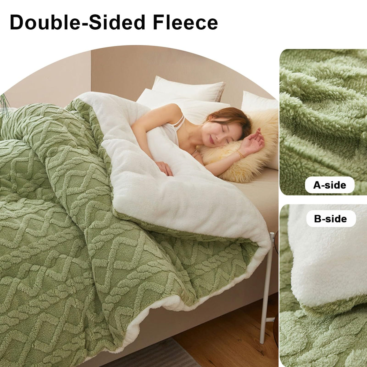 Sherpa Comforter Queen Fluffy Quilt - Warm Taffeta Fabric Fleece Twin Comforter - Queen Fluffy Comforter Set Grass