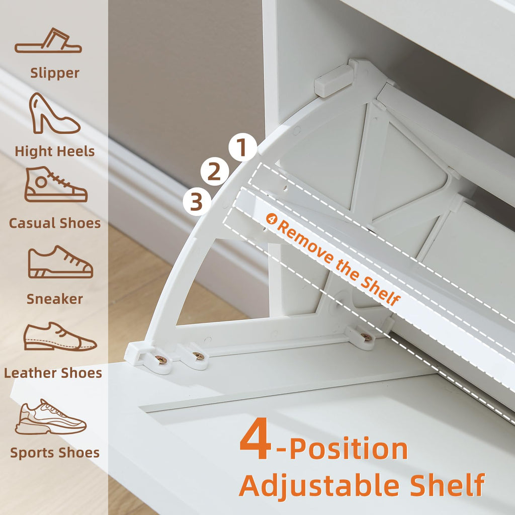 Shoe Cabinet Storage with 2 Flip Drawers