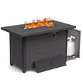 Fire Pit Table 42 Inch Outdoor Propane Gas Fire Pit for Outside 50, 000 BTU Auto-Ignition Gas Firepit Outdoor Rattan