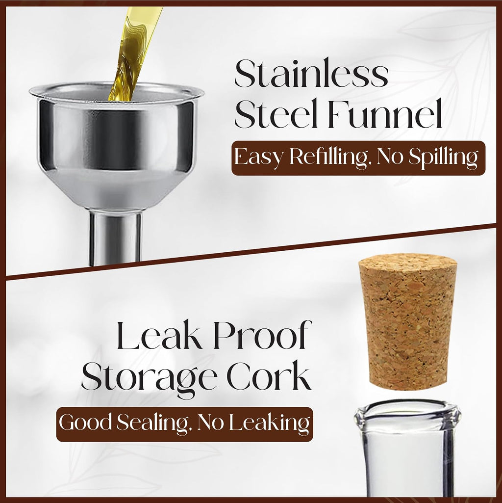 Oil and Vinegar Dispenser Bottle 2-in-1, Glass Cruet Set, Dual-Chamber Olive Oil & Vinegar Dispenser, Cork Stoppers