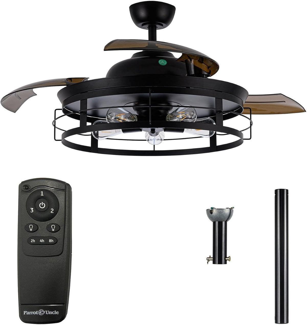52" Retractable Ceiling Fans with Lights and Remote