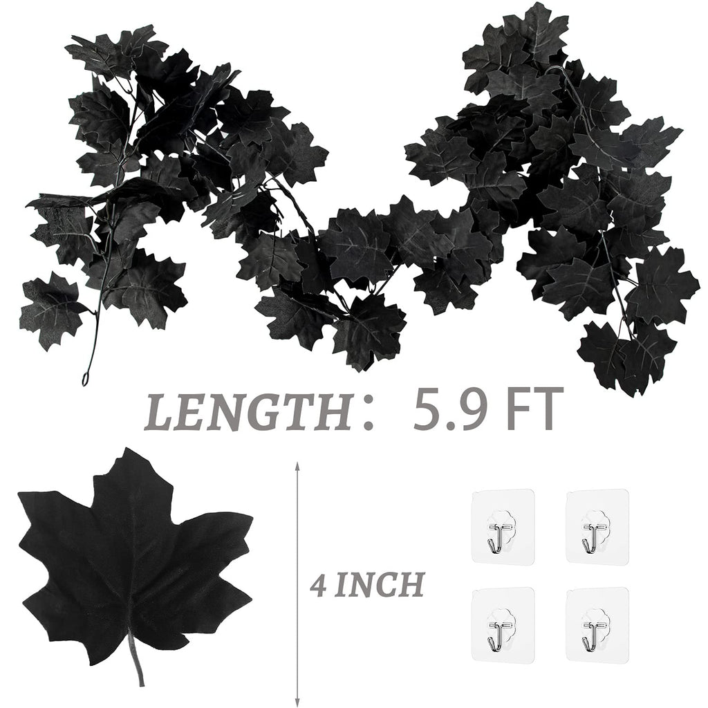 Black Leaf Garland, 8PCS Artificial Hanging Fall Maple Vines