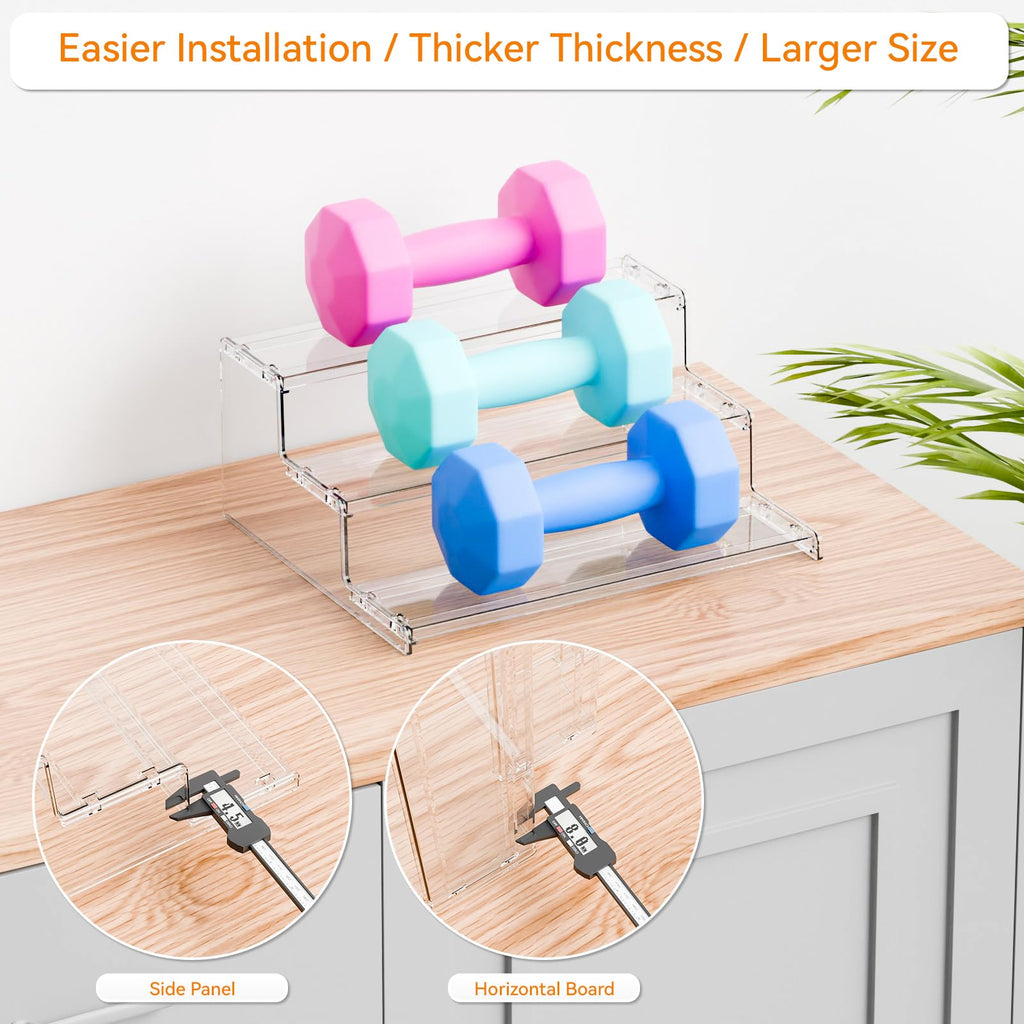 2 Pack Tiered Spice Rack Organizer for Cabinet,Pantry,3 Tier Clear Acrylic Spice Rack Organizer & Holder,Step Shelves