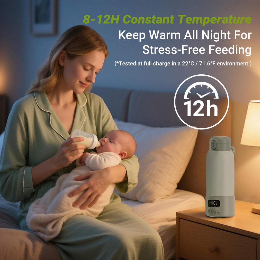 Portable Bottle Warmer, 17oz Large Capacity Milk Warmer for Baby, Fast Heating for Breast Milk & Formula & Water