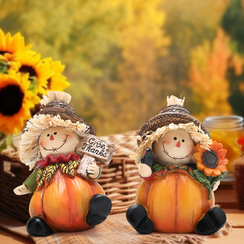 2 PCS Fall Harvest Scarecrow Decoration, Thanksgiving Centerpiece