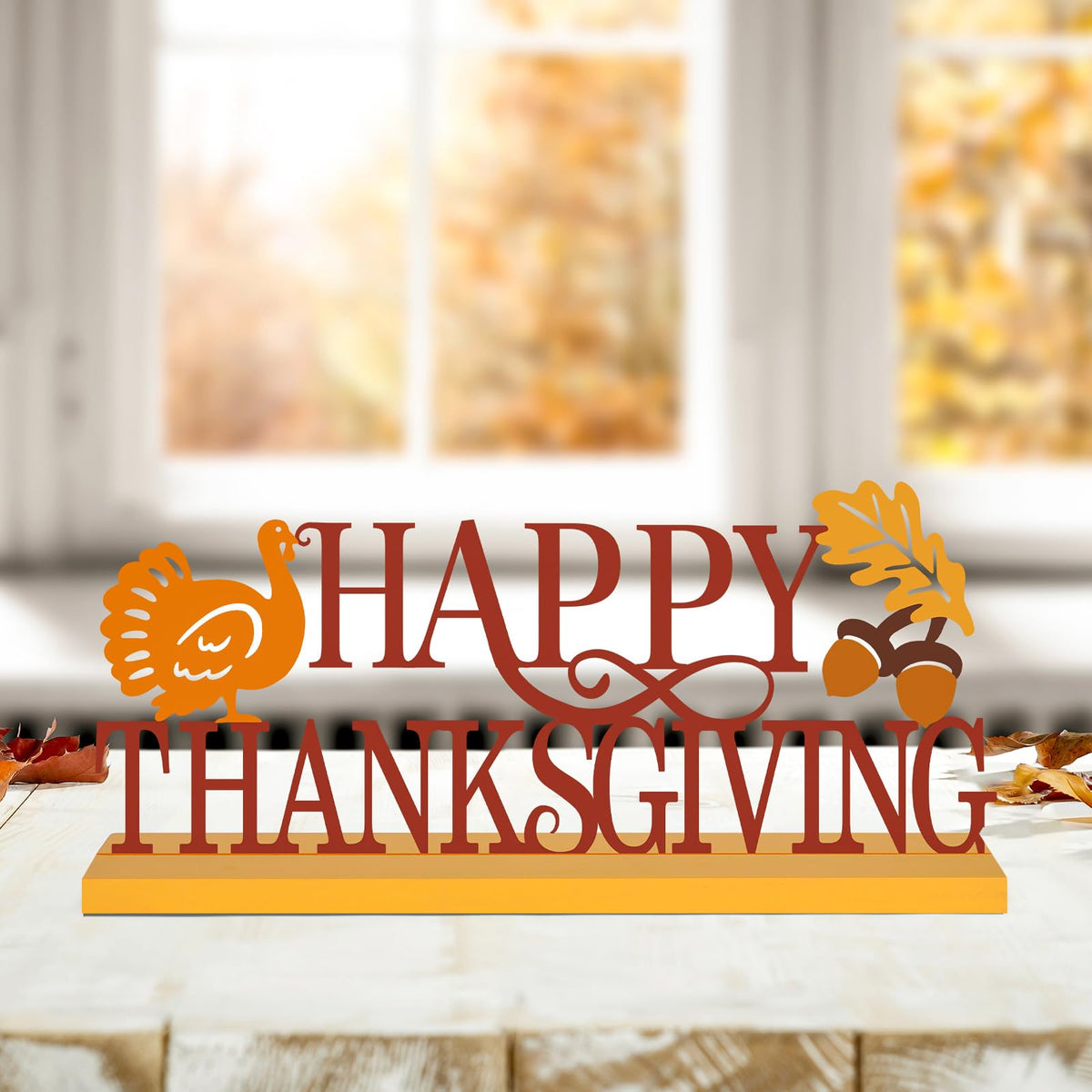 Metal Happy Thanksgiving Sign Decorations Party Shelf Mantel