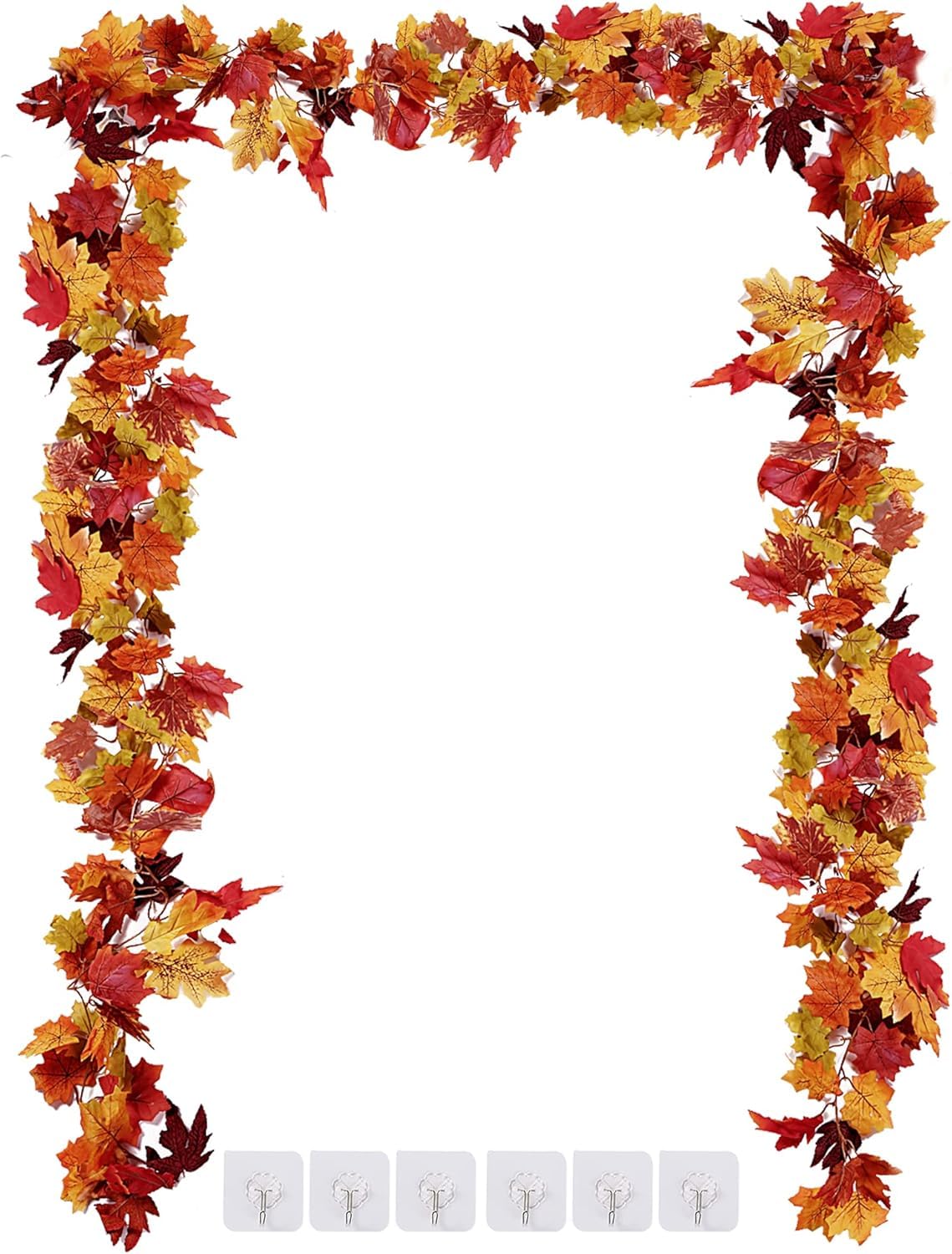 3 Pack Fall Maple Leaf Garland 5.7Ft/Piece Artificial Autumn Maple Leaves Garland Fall Leave Vines with Hanging