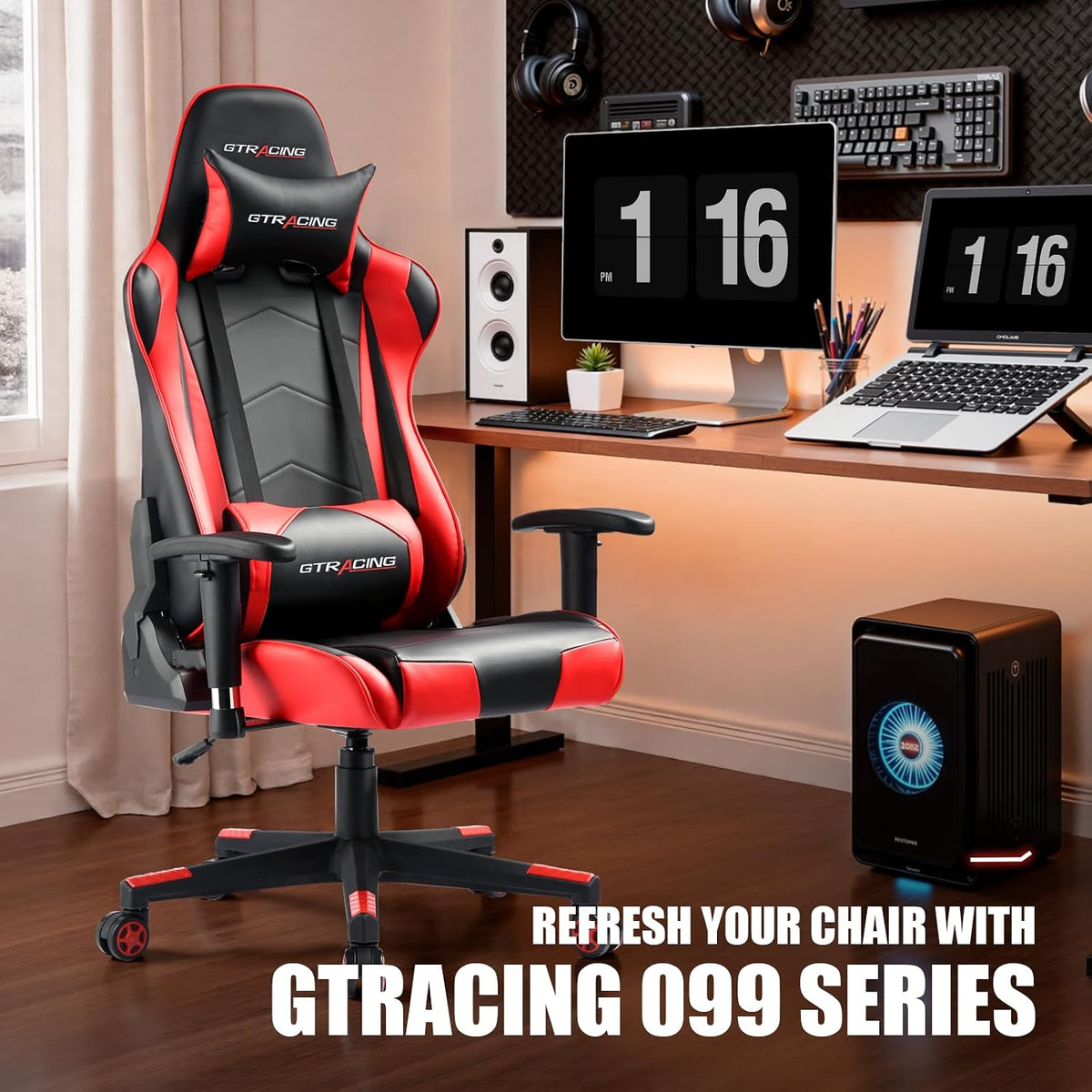 Gaming Chair Racing Office Computer Ergonomic Video Game Chair Backrest and Seat Height Adjustable Swivel Recliner