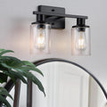 Two-Light Matte Black Vanity Light for Over the Bathroom Mirror