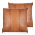 Faux Leather Throw Pillow Cover 16X16 Inch Set of 2 Brown Outdoor Modern Farmhouse Solid Decorative Pillow Covers for