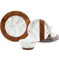 Rustic Modern Melamine Dinnerware Sets, Marble Dishes Set for 4