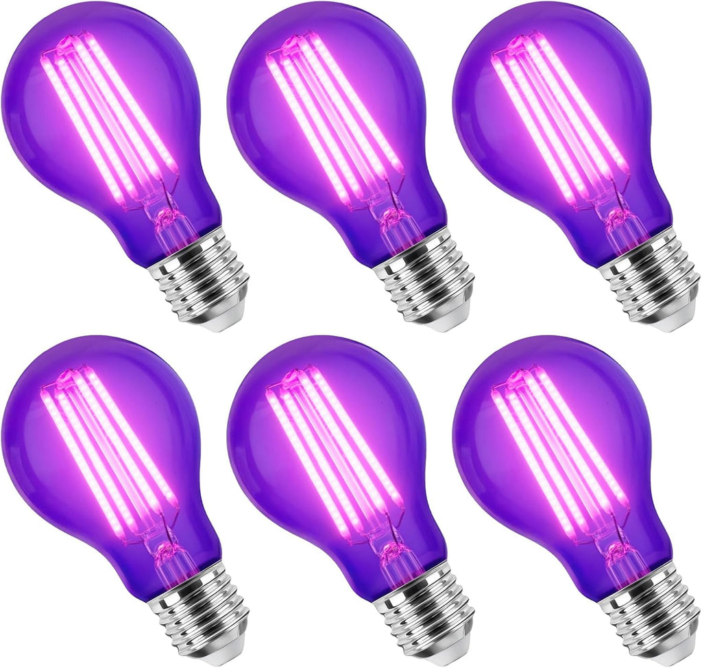 LED A19 Black Light Bulbs, 6 Pack