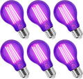 LED A19 Black Light Bulbs, 6 Pack