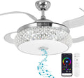 Retractable Ceiling Fan Bluetooth Celing Fans whit Lights and Speaker