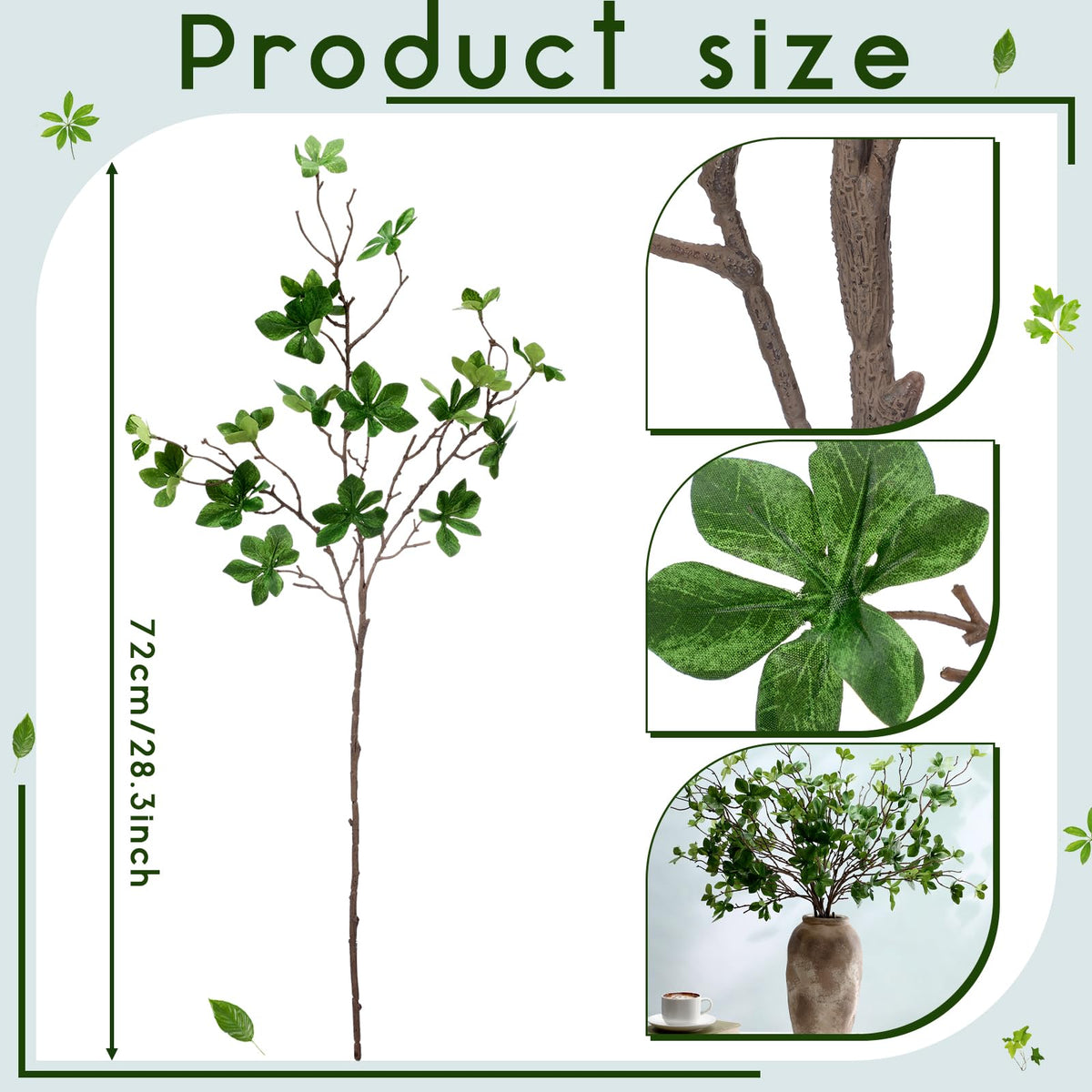 6 Pcs Artificial Greenery Stems, 28.3" Fake Plants Branch