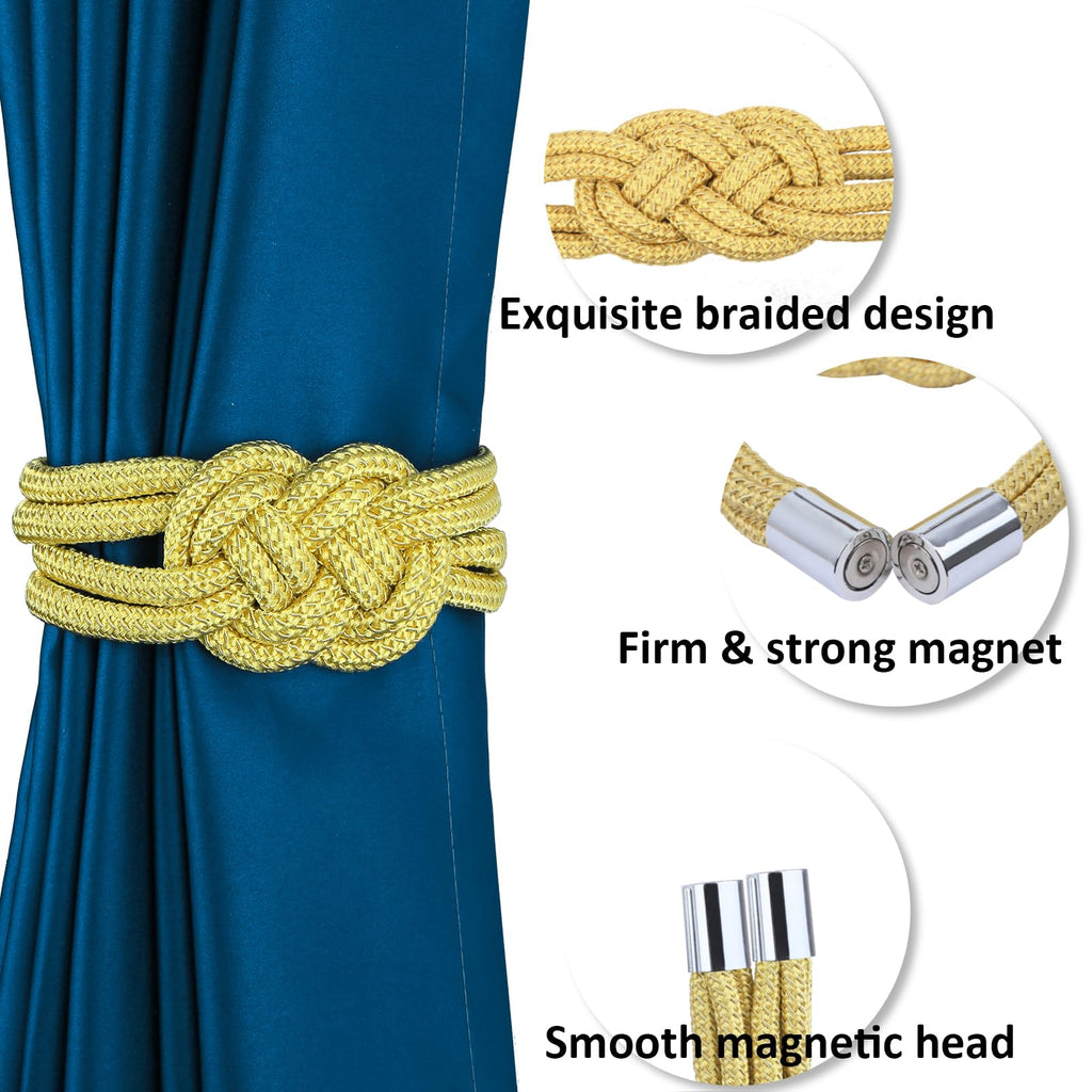 Magnetic Curtain Tiebacks, Decorative Curtain Holdbacks - 4 Pack