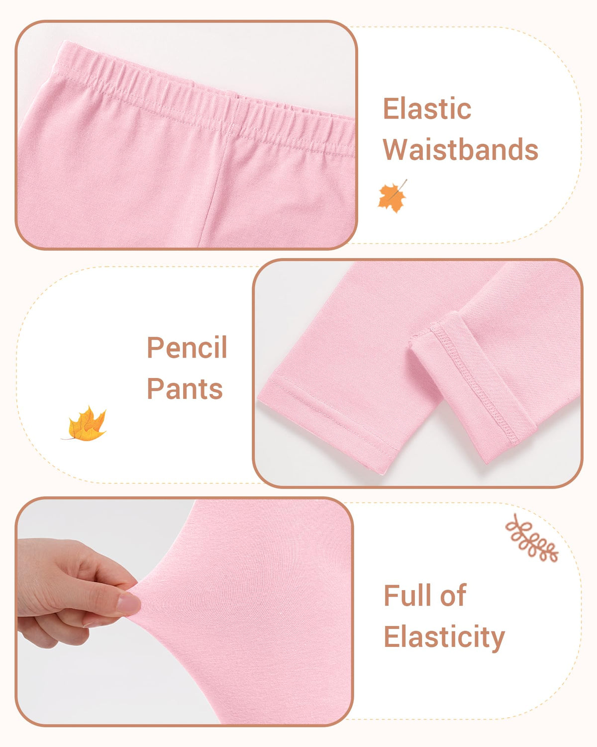 3 Pack Baby Cotton Pants Toddler Boys Girls Leggings Basic Clothes Black+Light Pink+Light Gray
