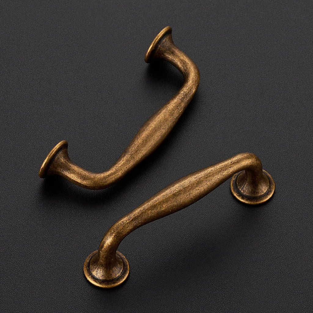 Antique Brass Cabinet Handles Solid Pulls 3 Inch 5 Pack