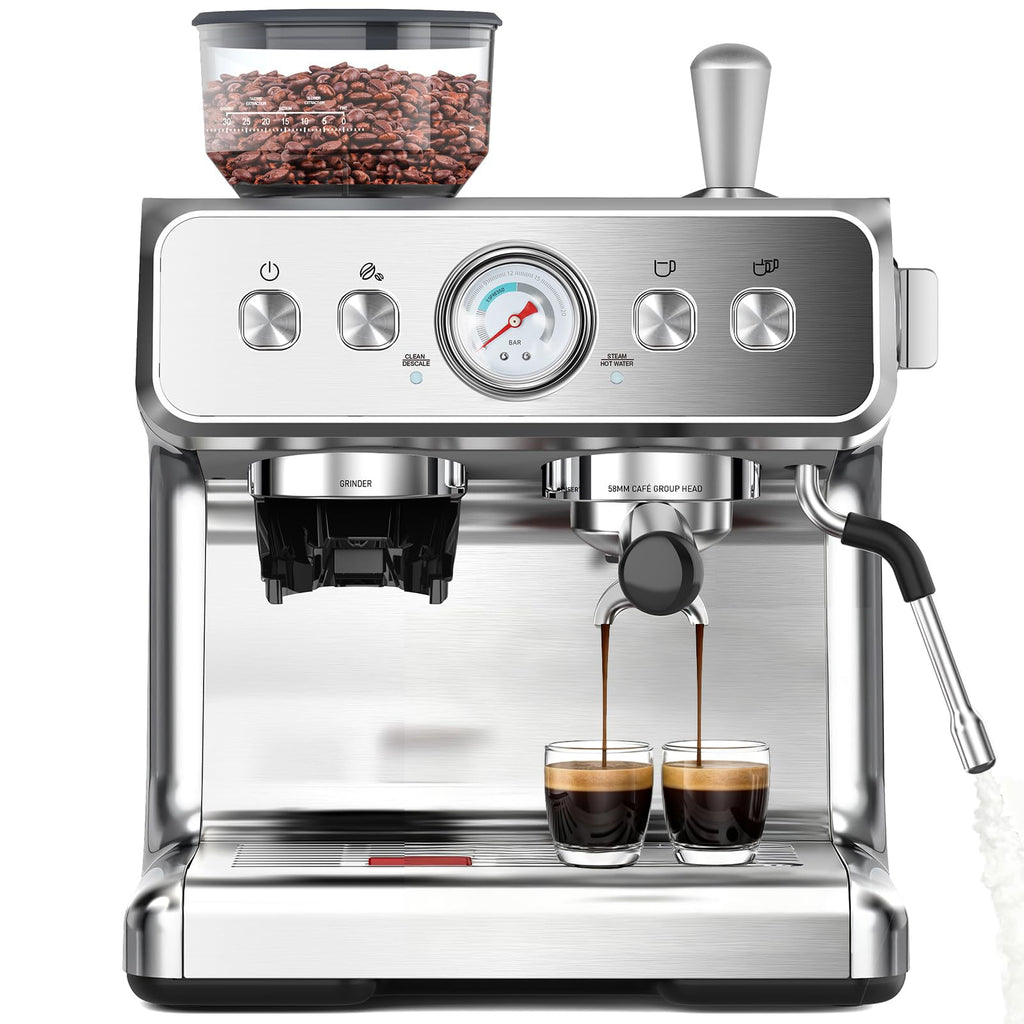 20 Bar Espresso Machine with Grinder & Milk Frother-Pro