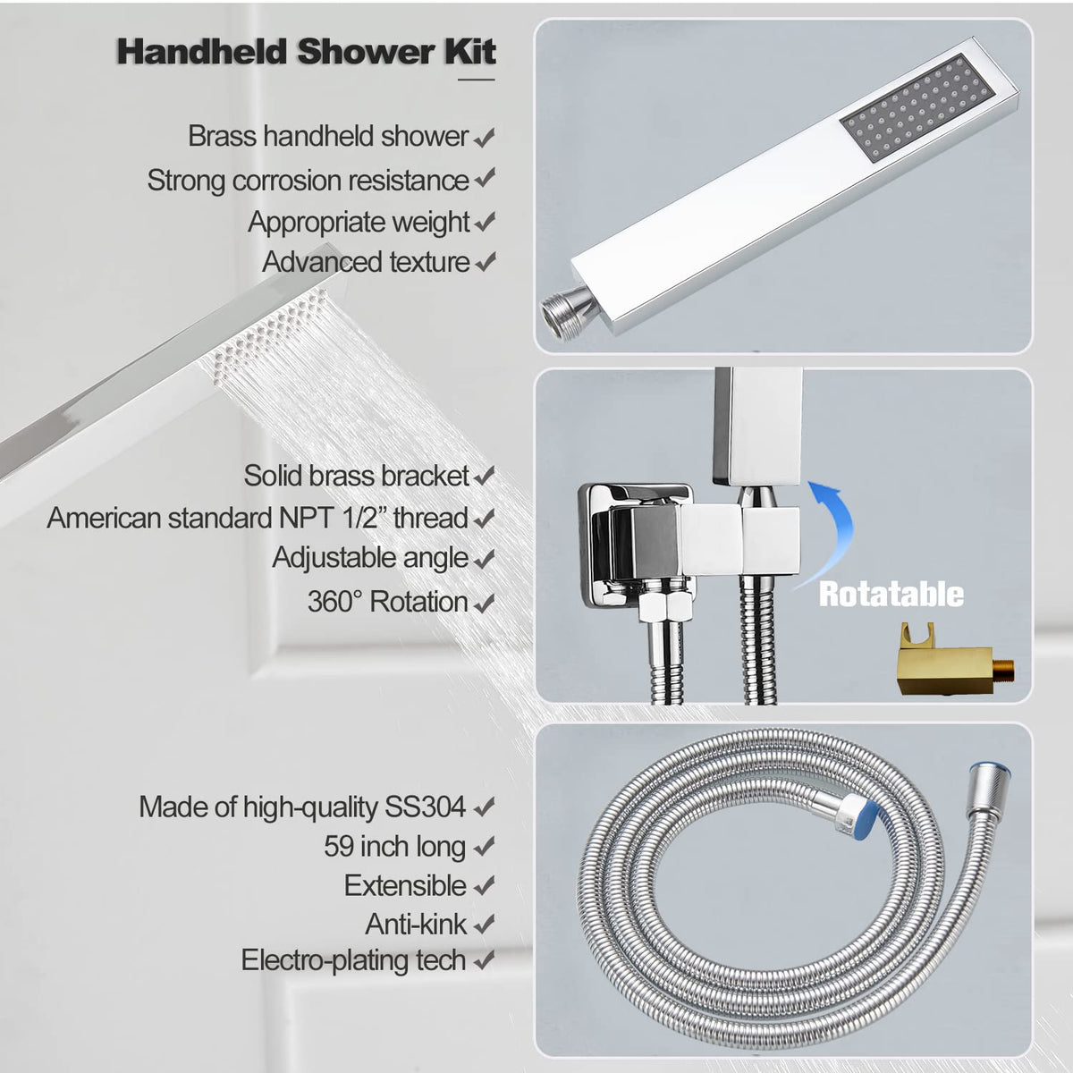 Shower Faucet Set Polished Chrome 8inch shower system with handheld
