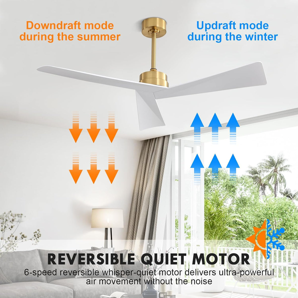 52" Ceiling Fan with Remote, No Light
