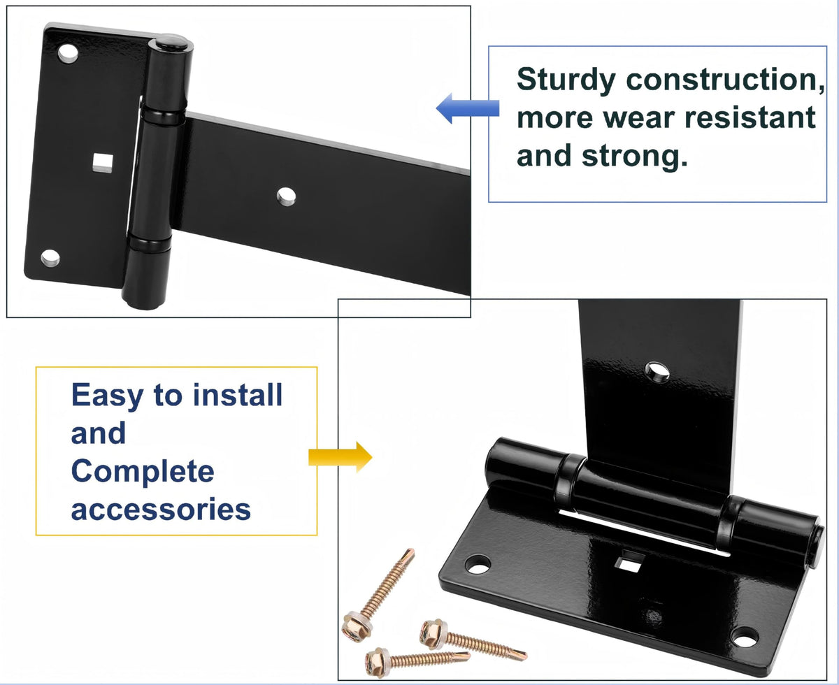 12in T-Strap Gate Hinges, 180°Open Heavy Duty Tee Hinge